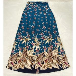 Gilli Teal and Pink Floral Maxi Skirt